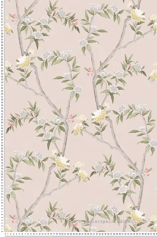 Papier peint Fleurs Rosier Sauvage rose poudré - Romance de Lutèce Réf. LTC-19004 Vente Directe