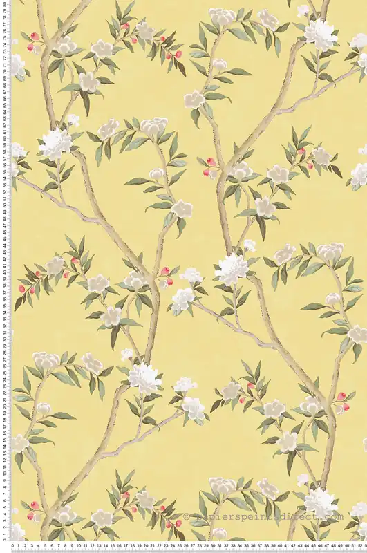 Papier peint Fleurs Rosier Sauvage jaune - Romance de Lutèce Réf. LTC-19003 Achat Immédiat