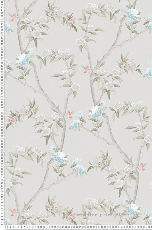Pas Cher Papier peint Fleurs Rosier Sauvage gris - Romance de Lutèce Réf. LTC-19002