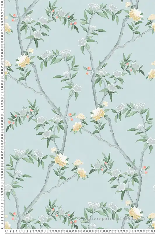 Papier peint Fleurs Rosier Sauvage bleu - Romance de Lutèce Réf. LTC-19001 Jusqu'à Épuisement Des Stocks