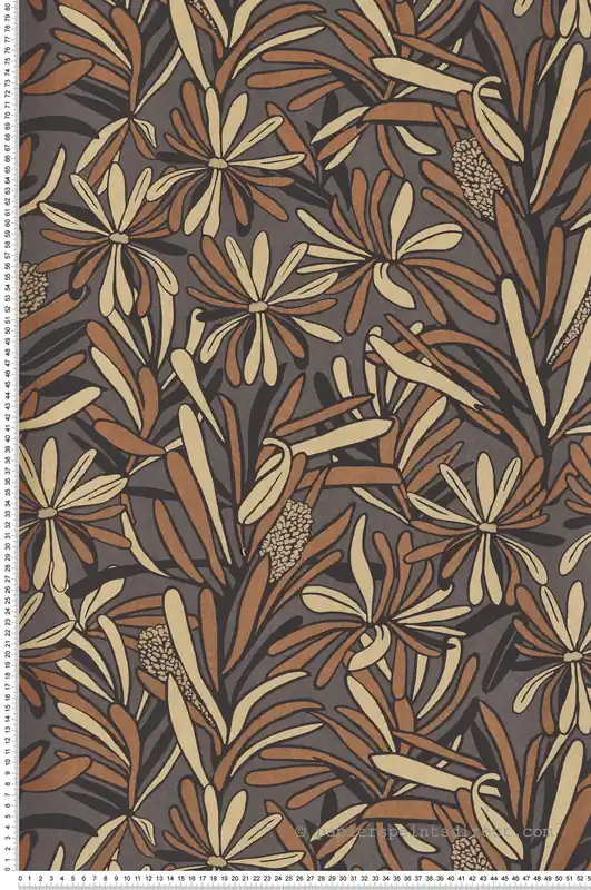 Papier peint Fleur Feuillage marron beige - Merida de Montecolino Réf. MC-BA26072 Livraison Express