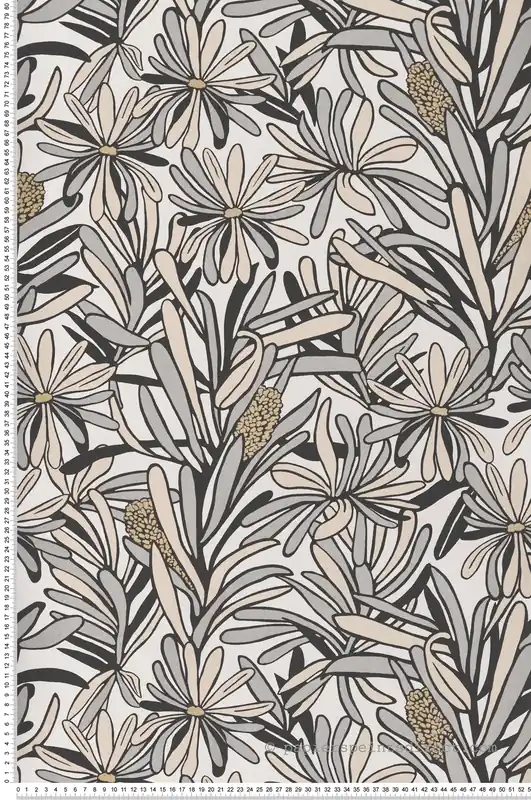 Solde Papier peint Fleur Feuillage beige gris - Merida de Montecolino Réf. MC-BA26070
