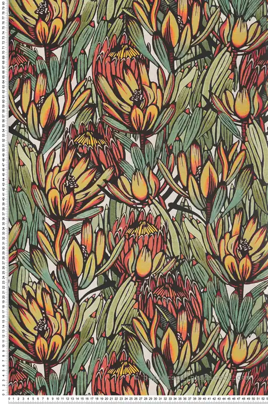 Dernier Modèle Papier peint Jungle Feuillage vert orange - Merida de Montecolino Réf. MC-BA26032