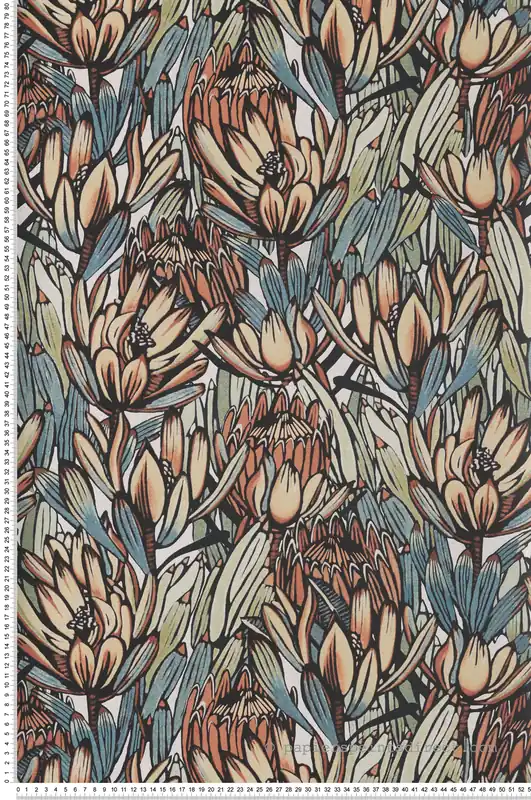 Papier peint Jungle Feuillage bleu vert terracotta - Merida de Montecolino Réf. MC-BA26031 Dernière Chance