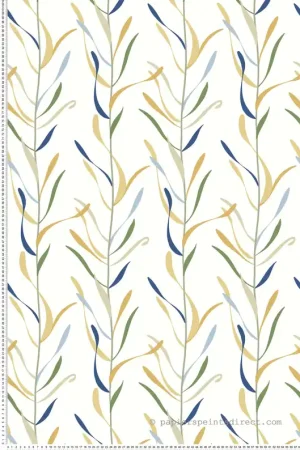 Offre Limitée Papier peint Rayure Vigne de Chloé jaune bleu vert - Greenhouse de York (Initiales) Réf. INI-GO8325