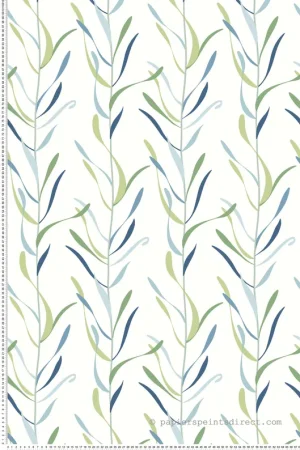 Nouveauté Papier peint Rayure Vigne de Chloé bleu vert - Greenhouse de York (Initiales) Réf. INI-GO8323