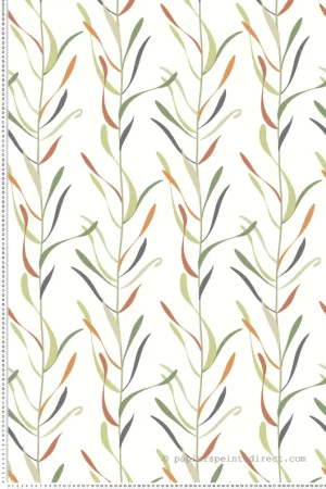 Papier peint Rayure Vigne de Chloé terracotta vert - Greenhouse de York (Initiales) Réf. INI-GO8321 Bon Marché