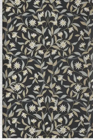 Nouvel Arrivage Papier peint Fleur Jasmin noir doré - Greenhouse de York (Initiales) Réf. INI-GO8257
