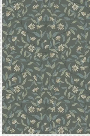 Papier peint Fleur Jasmin bleu gris - Greenhouse de York (Initiales) Réf. INI-GO8256 Pas Cher