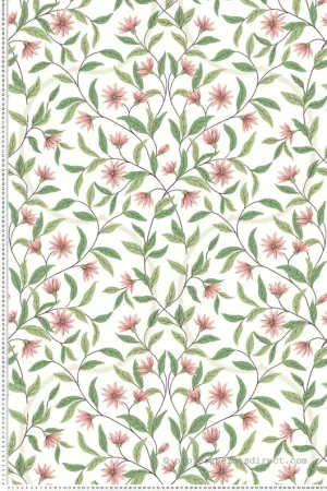 Papier peint Fleur Jasmin vert rose - Greenhouse de York (Initiales) Réf. INI-GO8252 Acheter Direct