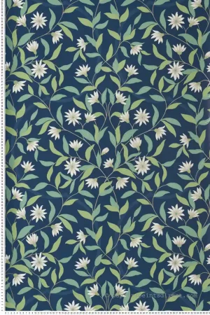 Papier peint Fleur Jasmin bleu doré - Greenhouse de York (Initiales) Réf. INI-GO8251 Réduction