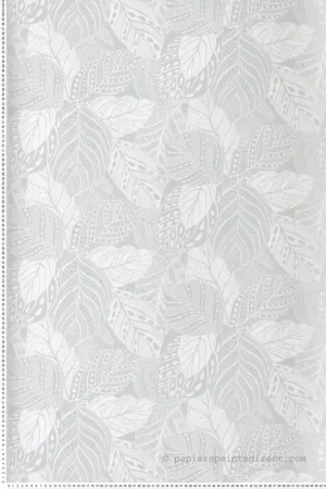 Papier peint Feuille de Vigne Graphique gris blanc - Greenhouse de York (Initiales) Réf. INI-GO8223 Soldes