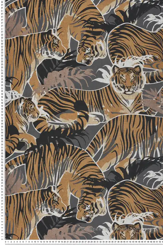 Papier Peint Tigre Feuille Squad ocre noir - Nomade d‘Ugépa Réf. UGP-M69508 Nouvelle Collection