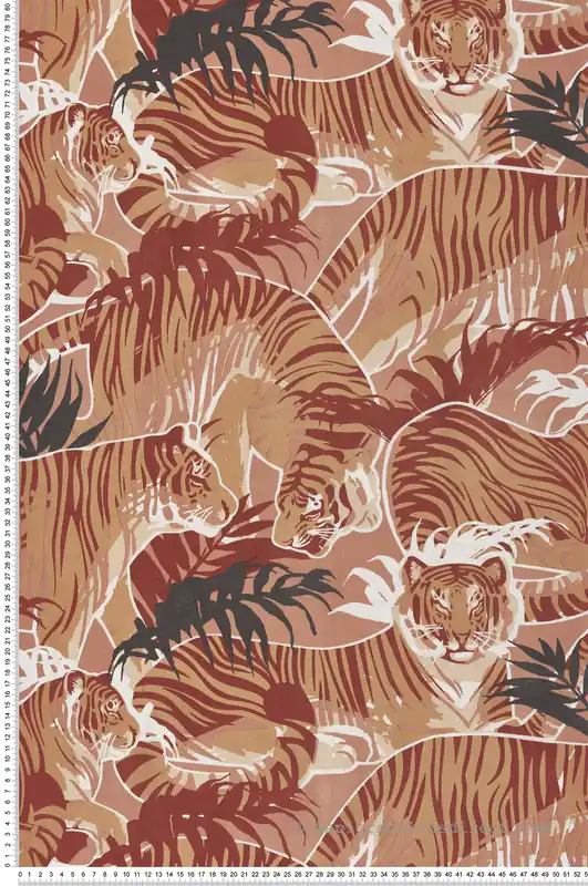 Expédition Rapide Papier Peint Tigre Feuille Squad terracotta - Nomade d‘Ugépa Réf. UGP-M69505