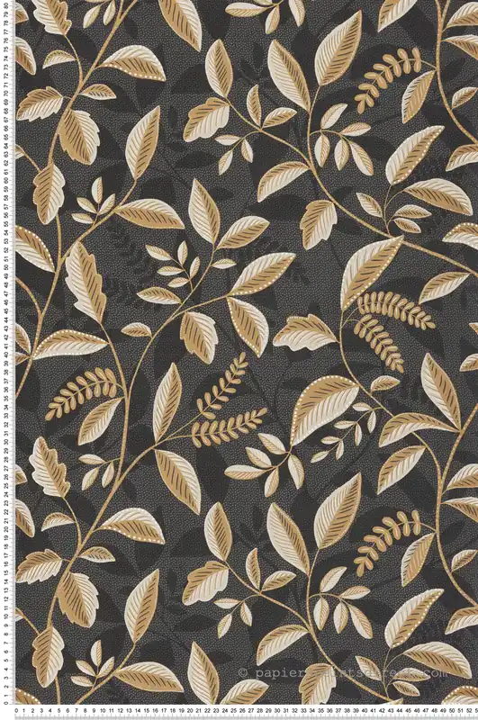 Papier Peint Feuillage Wax noir - Nomade d‘Ugépa Réf. UGP-M66009 Prix Bas