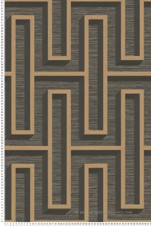 Prix Bas Papier peint Labyrinthe Paille Henley noir doré - Harry de Lutèce Réf. LTC-DL26722