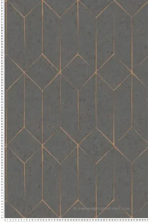 Papier peint Liège Géométrique Hayden noir cuivré - Harry de Lutèce Réf. LTC-DL26701 Dernière Chance