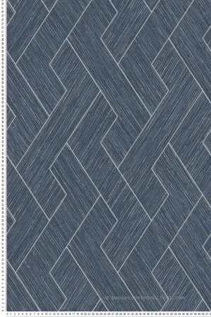 Meilleure Vente Papier peint Graphique Paille Ember bleu marine argenté - Harry de Lutèce Réf. LTC-DL26727