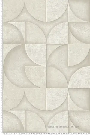 Prix Promo Papier peint Cercle 3D Minéral Addison beige argenté - Harry de Lutèce Réf. LTC-DL26747