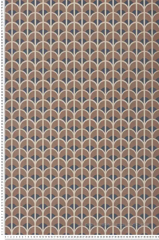 Retour Gratuit Papier peint Géométrique Art Déco marron bleu - Scala de Montecolino Réf. MC-28869