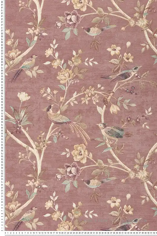 Commande En Gros Papier peint Oiseau Vintage rose - Scala de Montecolino Réf. MC-28848