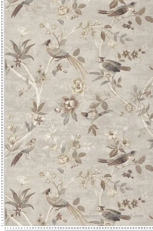 Prix Cassé Papier peint Oiseau Vintage grège vieux rose - Scala de Montecolino Réf. MC-28843