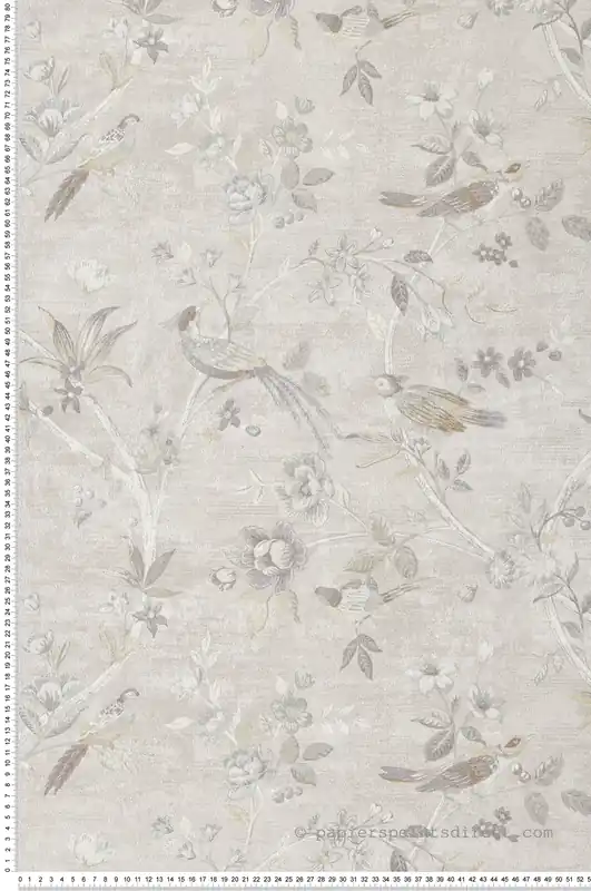 Papier peint Oiseau Vintage gris bleu - Scala de Montecolino Réf. MC-28841 Vente Directe