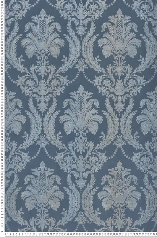 Papier peint Médaillon Baroque bleu jean - Scala de Montecolino Réf. MC-28809 Dernière Chance