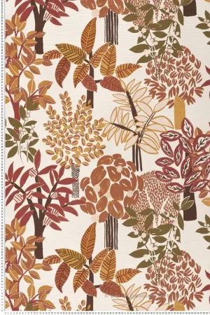Quantité Limitée Papier peint Feuillage Peradeniya terracotta - Golfe du Bengale de Casamance Réf. CAS-75940304