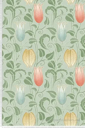 Papier peint Fleur Cloche Canterbury vert amande - Arts & Crafts d‘Initiales Réf. INI-AC9202 Marque