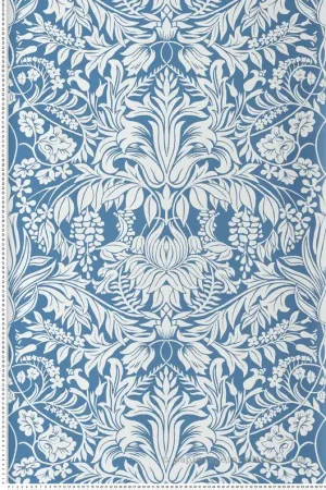 Usine Directe Papier peint Damassé de Glycines bleu - Arts & Crafts d‘Initiales Réf. INI-AC9193