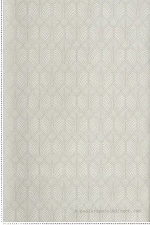 Satisfait Ou Remboursé Papier peint Art Déco Géométrique gris vert - Arts & Crafts d‘Initiales Réf. INI-AC9184