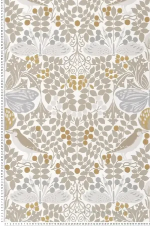 Papier peint Jardin aux Papillons taupe blanc - Arts & Crafts d‘Initiales Réf. INI-AC9163 Petit Prix