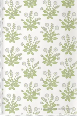 Prix Cassé Papier peint Fleurs de Pré gris vert blanc - Arts & Crafts d‘Initiales Réf. INI-AC9155