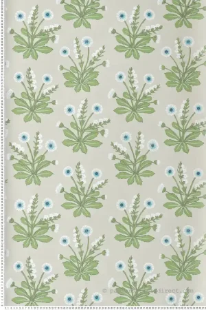 Papier peint Fleurs de Pré bleu vert lin - Arts & Crafts d‘Initiales Réf. INI-AC9154 Prix Choc