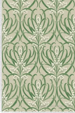 Papier peint Feuillage Baies vert lin - Arts & Crafts d‘Initiales Réf. INI-AC9144 Retour Gratuit