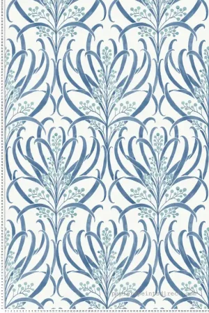 Papier peint Feuillage Baies bleu - Arts & Crafts d‘Initiales Réf. INI-AC9143 Prix Cassé