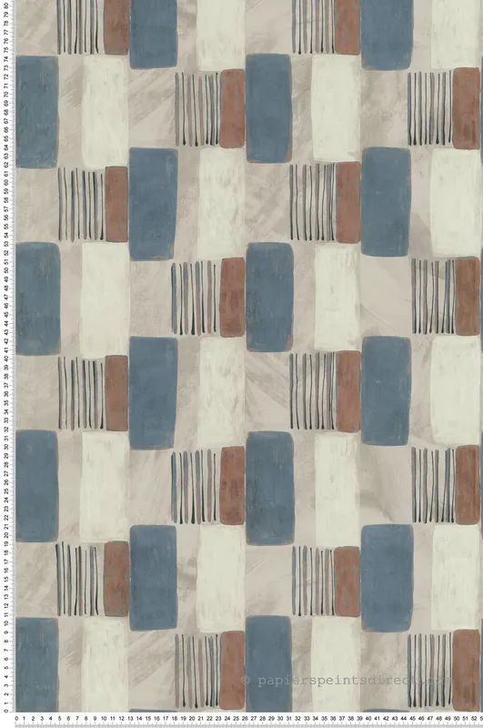 Papier peint Ethnique Patch bleu et marron - Arty de Lutèce Réf. LTC-51211301 Affaire À Saisir