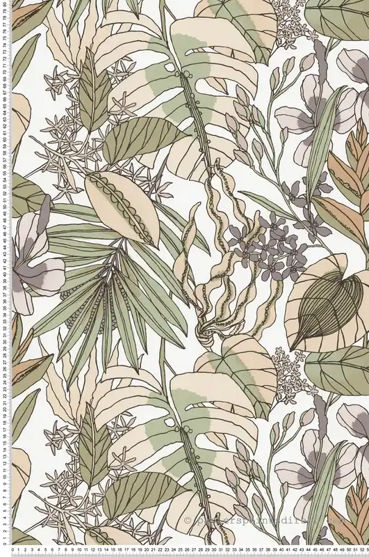 Papier peint Fleurs Tropicales vert et violet - Arty de Lutèce Réf. LTC-51210507 Remise