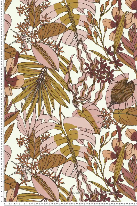 Papier peint Fleurs Tropicales rose et rouge - Arty de Lutèce Réf. LTC-51210503 Authentique