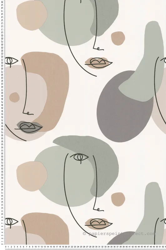Papier peint Visage Moderne vert - Arty de Lutèce Réf. LTC-51210407 Vente Flash