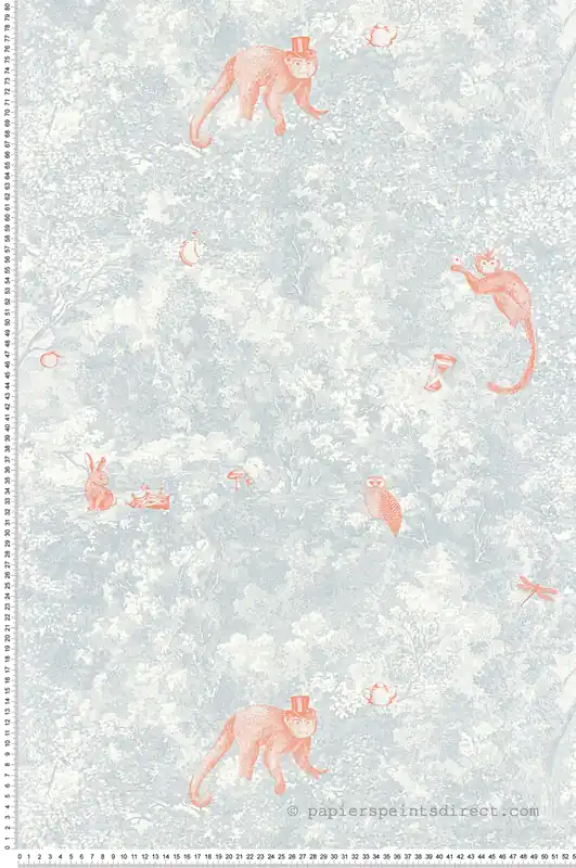 Meilleur Prix Papier peint Jardin Des Merveilles et Animaux bleu et orange irisé - Voyage Onirique de Casadéco Réf. ONIR87256032