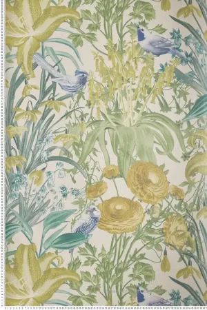 Papier peint Oiseaux et Fleurs Moorea beige irisé - Moorea de Montecolino Réf. MC-26727 Prix Choc