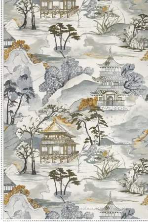 Papier peint Paysage Japonais Nara céladon - Archipel de Casamance Réf. CAS-75310202 Affaire À Saisir
