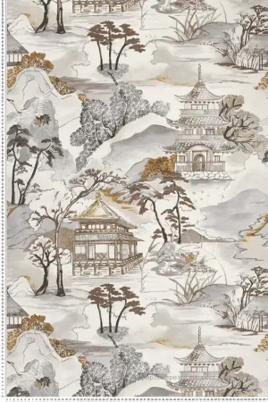 Papier peint Paysage Japonais Nara ivoire gris - Archipel de Casamance Réf. CAS-75310100 Must-Have