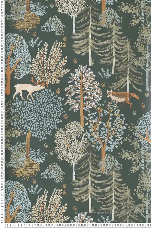 Offre Limitée Papier peint Renard en Forêt Vert - La Forêt de Casélio Réf. FRT102937726