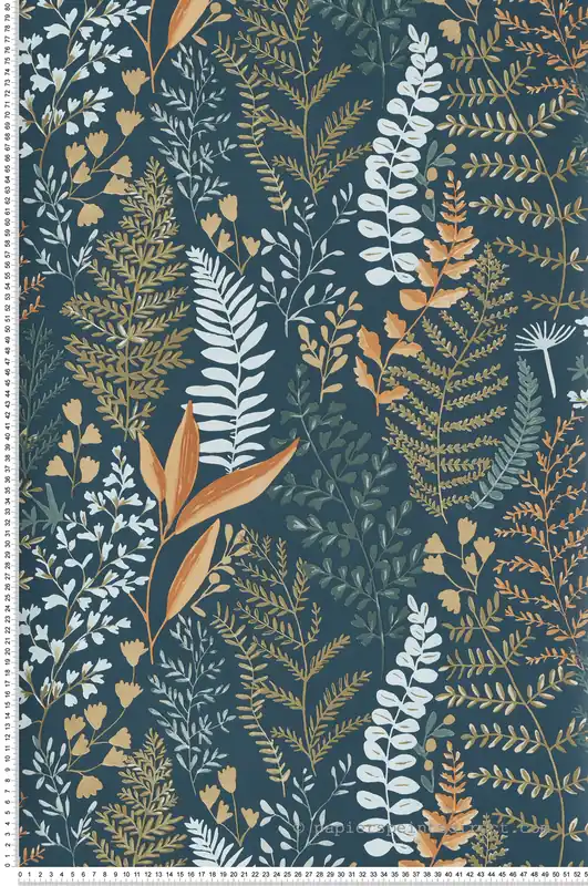 Nouveauté Papier peint Feuillage Woodland nuit et doré - La Forêt de Casélio Réf. FRT102926671