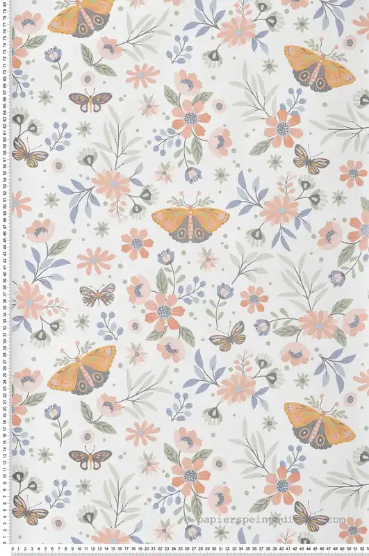 Papier peint Papillons et Fleurs blanc et irisé - La belle histoire d‘Ugépa Réf. UGP-M58105 Prix Réduit