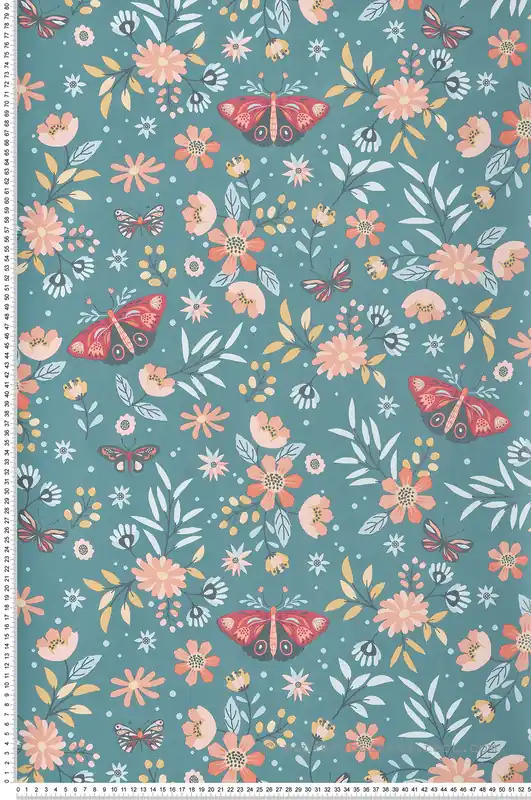 Remise Papier peint Papillons et Fleurs bleu et irisé - La belle histoire d‘Ugépa Réf. UGP-M58104