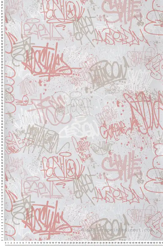 Usine Directe Papier peint Tags Urbains rose et gris - La belle histoire d‘Ugépa Réf. UGP-M51303